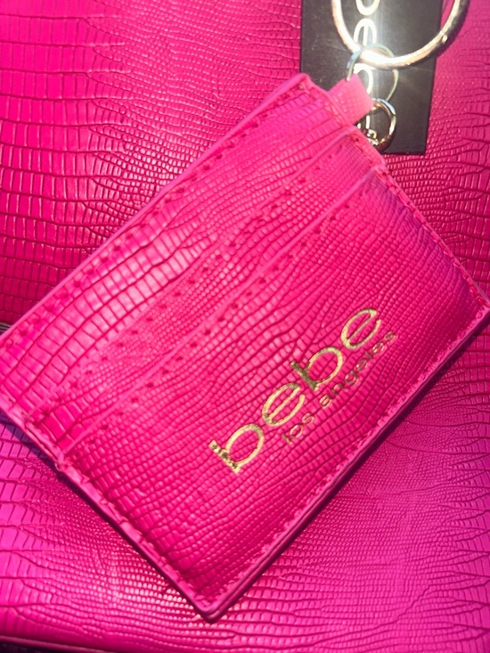Bebe Hot Pink Textured Dome Satchel with Card Holder - Picture 5 of 5